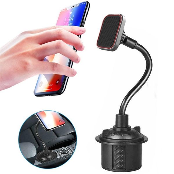 

magnetic suction car cup holder phone mount adjustable gooseneck cell phone holder stands supports smartphones voiture