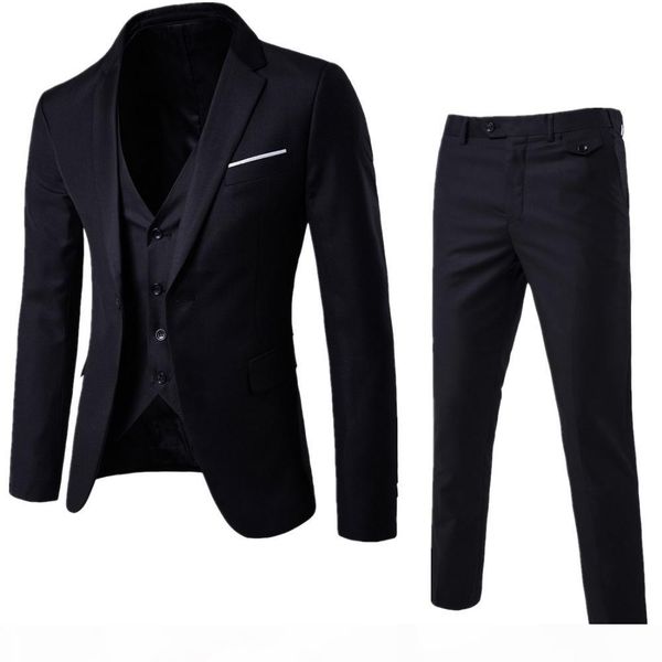 

mens suits 2018 three piece jacket pants vest custom slim fit male blazer wedding groom tuxedos, White;black