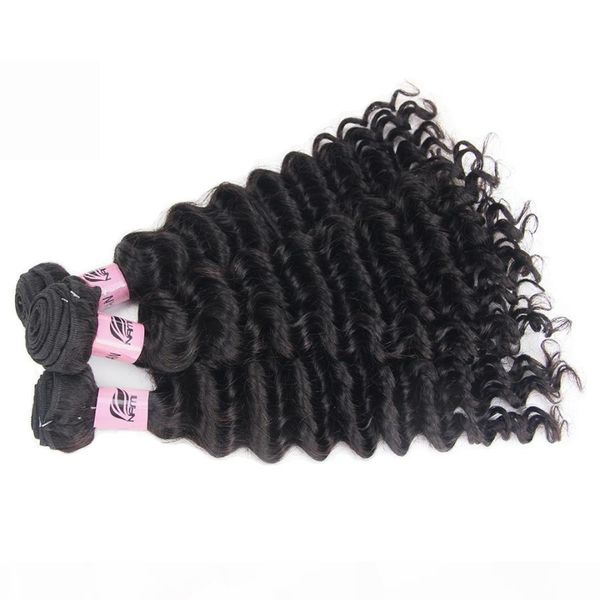 

nami hair brazilian virgin hair weaves deep wave 3 bundles 100% human hair extensions natural color, Black