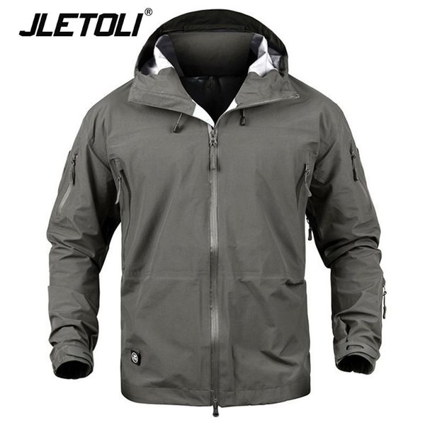 

jletoli waterproof jacket windbreaker winter outdoor hiking jacket men women coat windproof hard shell jacket tactics clothes 201114, Black;brown