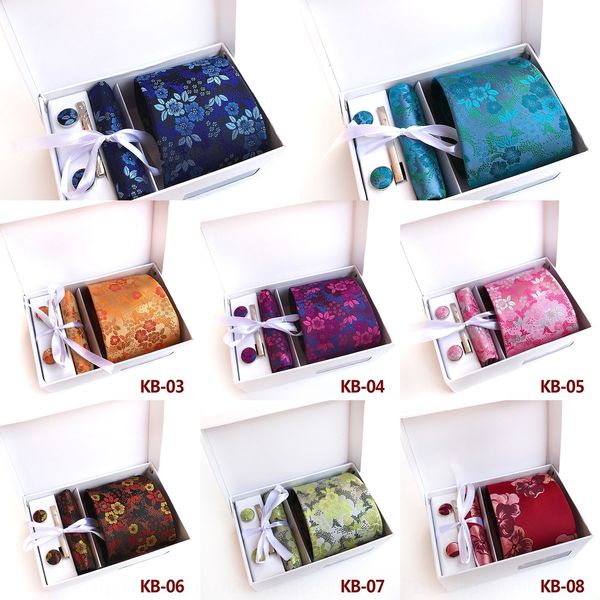 

kymf ties for men silk floral necktie box gray woven jacquard party white wedding fashion designcsw41, Black;blue