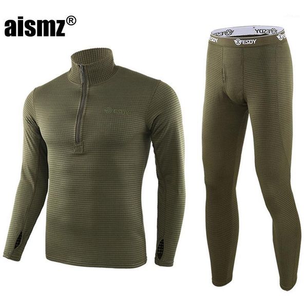 

aismz men winter fleece tactical underwear long johns uniforms army polartec compression thermal warm underwear sets1, Black;white