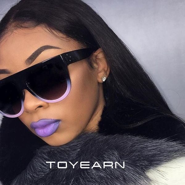 

Vintage Fashion Oversized Square Sunglasses Women Designer Rivet Big Frame Gradient Sun Glasses For Female UV400, White;black