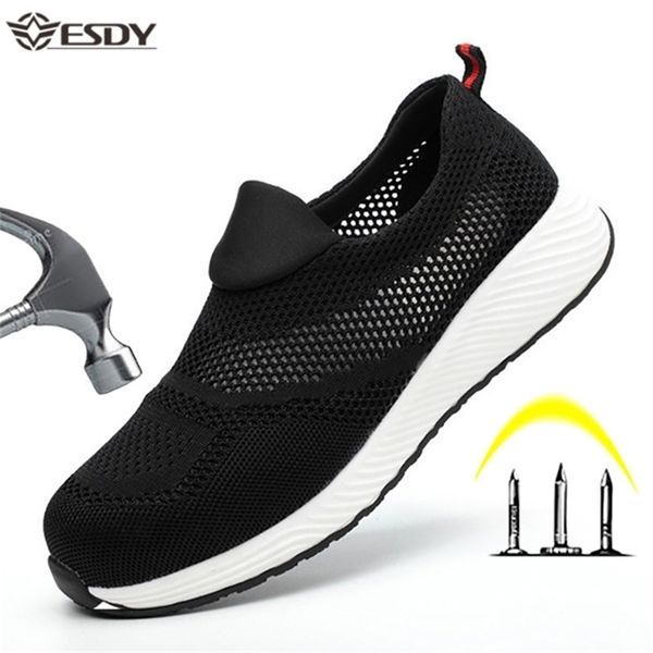 

summer breathable men women lightweight steel toecap indestructible shoes anti-smashing safety work boots y200915, Black;brown