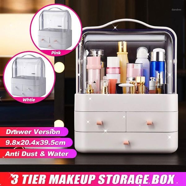 

cosmetic bags & cases fashion large makeup dustproof waterproof cosmetics storage box rack deskskin care products lipstick beauty drawer