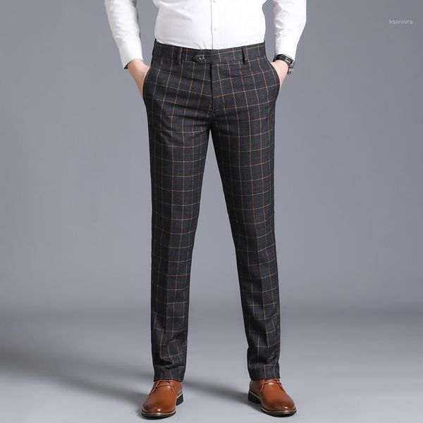 

29-38 pocket side zipper plaid suit pants men casual streetwear wedding pants summer office business formal trousers1, White;black