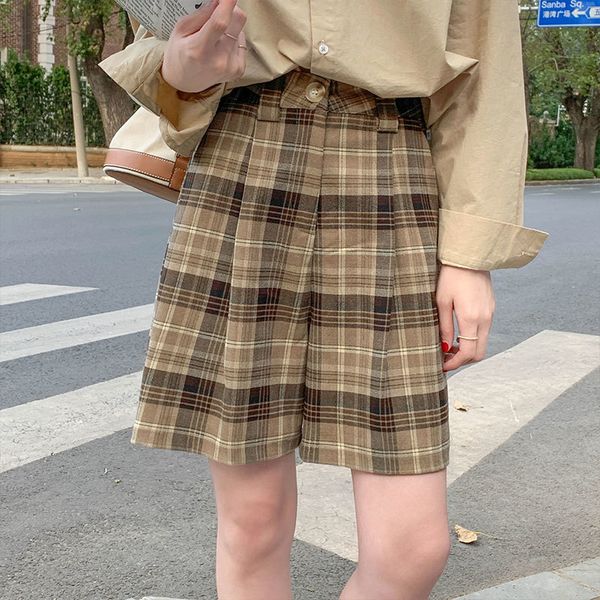 

2021 New S- Autumn and winter belt waistbands skirts Korean girl school suit women's shorts (x1649) BGPU, White;black