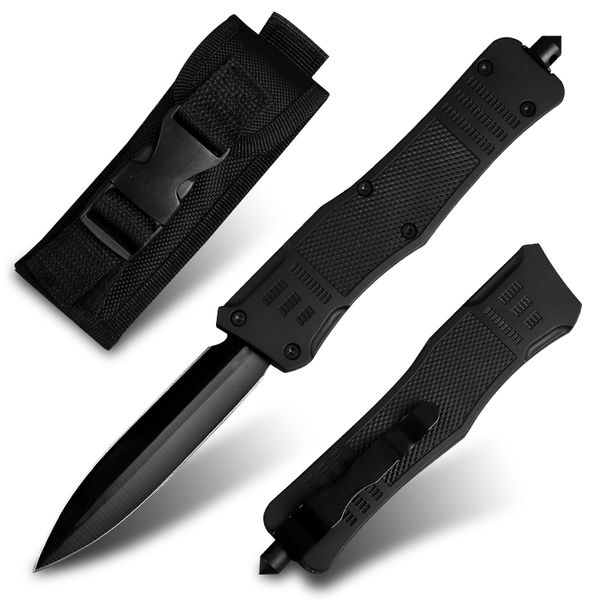 

black d2 steel front automatic knife military tactical combat double action knife outdoor camping survival pocket edc tools hiking fishing s