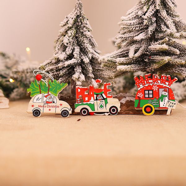

wood santa claus car christmas tree decoration pendants hanging ornaments crafts xmas new year party wedding home decor 63268