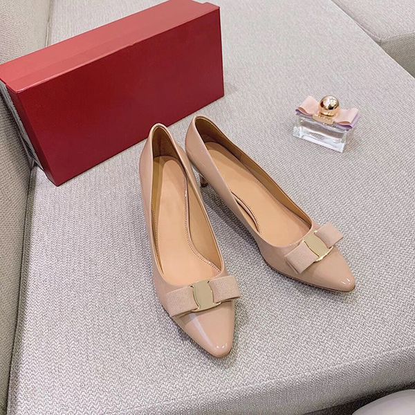 

delivery women's metal buckle middle heel formal shoes high heel platform pointed party dress shoes 34-41 belt box, Black
