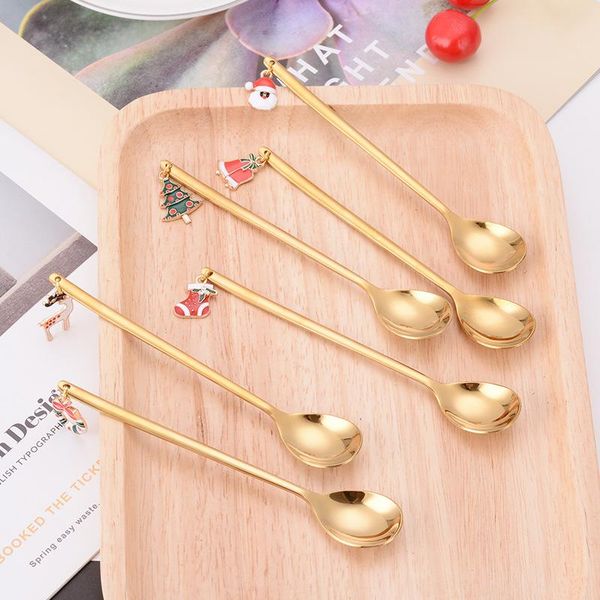 

рождество санта оленей ложка счастливого рождества украшения для дома 2020 рождественские украшения подарок рождество navidad новый год 2021