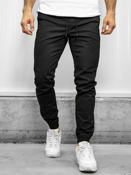

men solid tapered pants s4xc#, Black