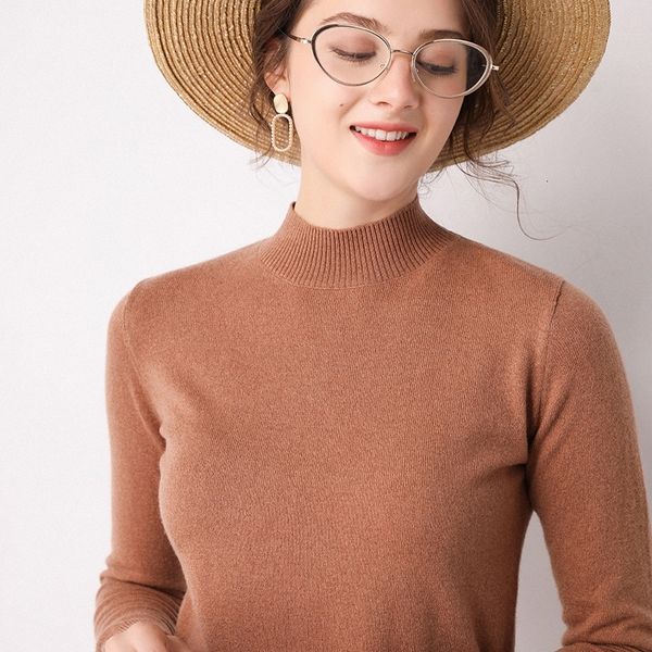

2021 half oneck women pullovers and sweater 100% wool knitted jumpers ladies 14colors soft new fashion clothes 6ftq, White;black