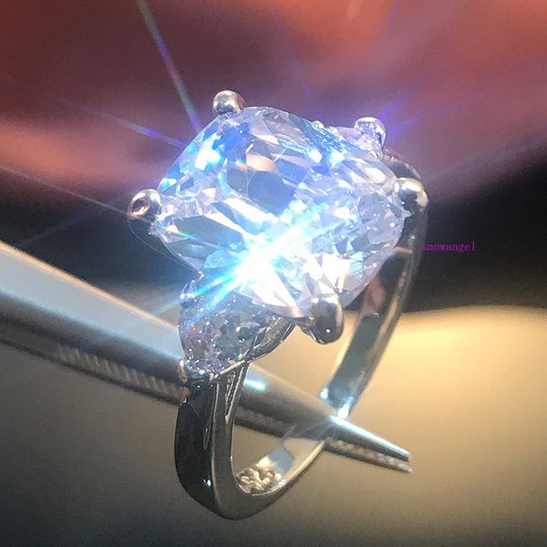 

2020 new luxury huge pillow cut 10 * 12mm zircon women's ring, Silver