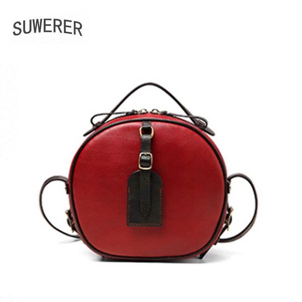 

suwerer women genuine leather handbags fashion round bag women cowhide leather shoulder bag luxury shoulder