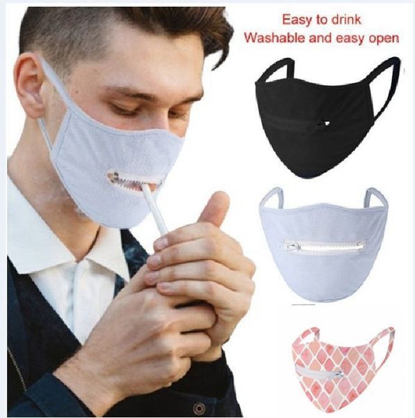 

fashion zipper 6 face colors design personality washable reusable protective masks dust-proof breathable cycling mask gw