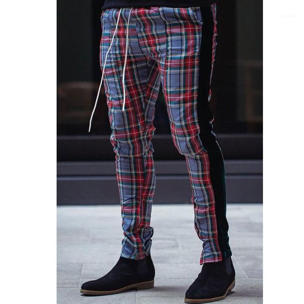 

gym mens trousers plaid tracksuit bottoms skinny joggers sweat track pant 2019 summer lace up slim high waist sweatpants, Black
