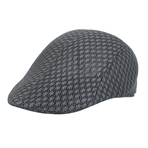 

#z20 casual beret hat flat cap breathable mesh cap newsboy style summer fashion solid color black hat for men women, Blue;gray