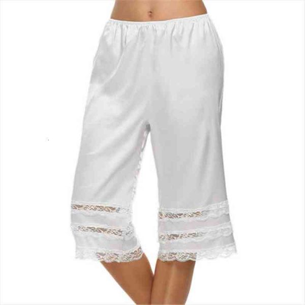 

women ladies solid lace safety short pants skirt under briefs slips ice silk home, Black;white