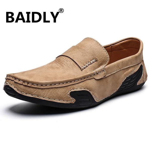 

fashion british style men causal shoes loafers genuine leather men shoes outdoor leather male zapatos de hombre, Black