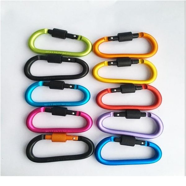 

8cm aluminum carabiner d-ring key chain clip camping keyring snap hook outdoor travel kit 8cm qylcql
