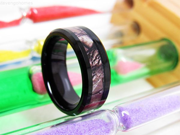 

jewelry 8mm black camo fashion tungsten carbide finger ring for men, Silver