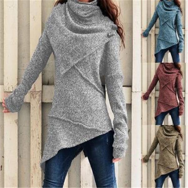 

long sleeve knitting designer female spring new casual loose irregular hem tshirts women sweater t-shirt fashion occident trend, White