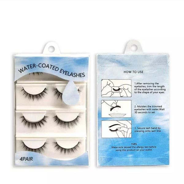 

reusable false eyelashes water-activated self-adhesive eyelashes without glue beauty makeup eyelash extension 3d lashes 4pair/set