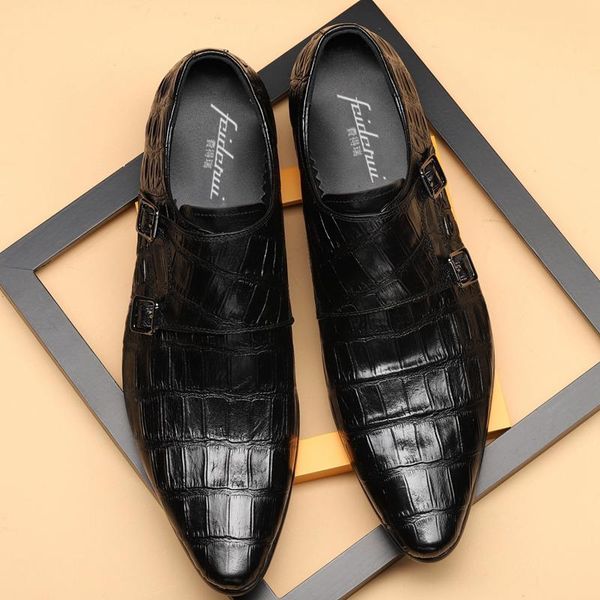 

новое прибытие man формальные платье monk ремни обувь из натуральной кожи свадеб oxfords остроконечные toe мужская бизнес офис квартиры dx17, Black