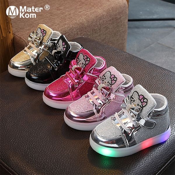 

size 21-30 baby breathable wear-resistant sneakers boys led light up shoes children luminous sneakers girls glowing casual shoes 201113, Black;grey
