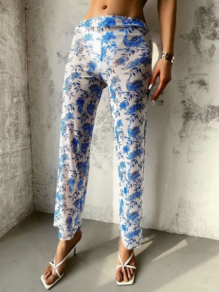 

floral pattern beach pants d6vo#, White;black