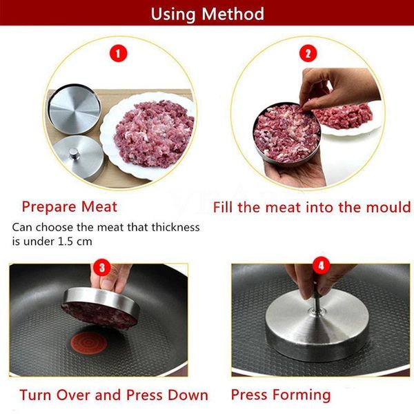 

creative stainless steel non stick stuffed hamburger beef burger press mould patty grill bbq maker mold barbecue kitchen gadget wmtgmv