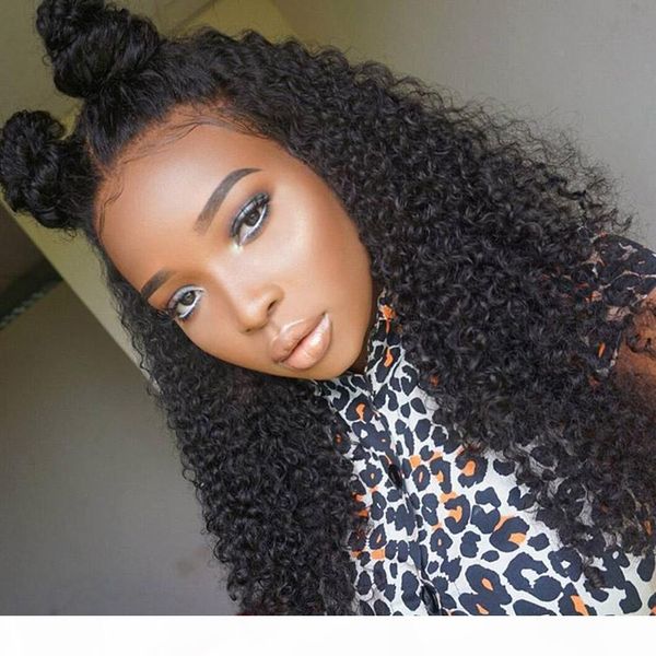 

human hair lace front wigs 360 for black women virgin malaysian hair frontal deep curly 360 full lace wig with baby hairs, Black;brown