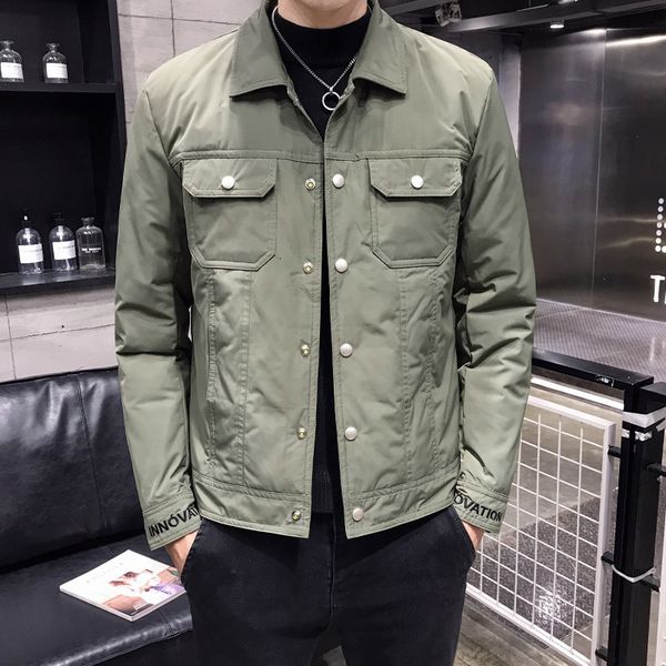

winter new white duck lapel slim korean fashion brand handsome casual men's down jacket, Black;brown