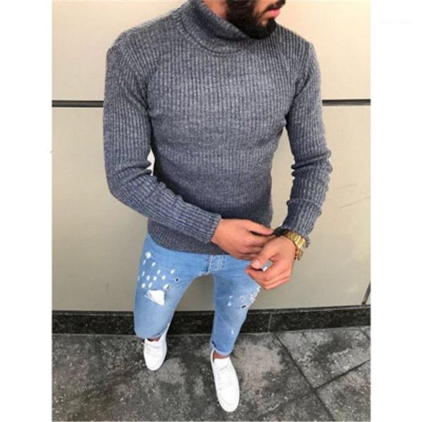 

man stripe solid color knitting sweaters fashion trend long sleeve high neck pullover sweater male spring skinny casual bottoming, White;black