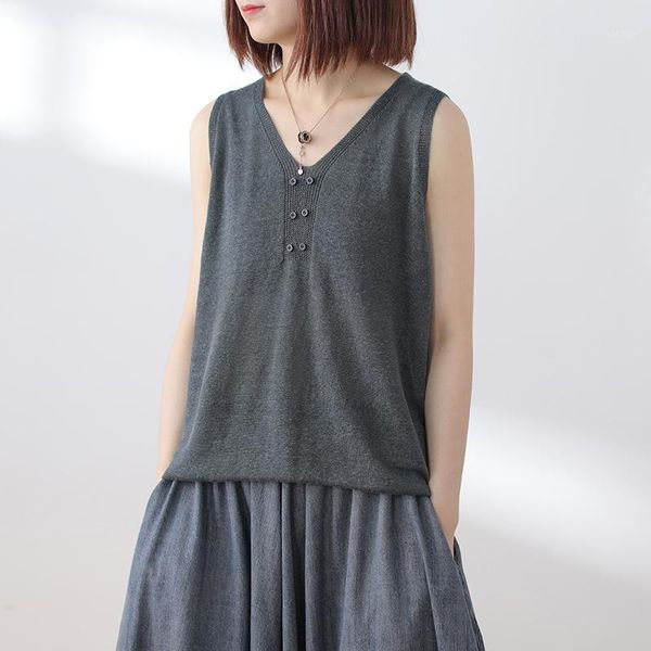 

women vest fashion 2020 t shirt summer new style knitted vest cotton linen sleeveless v-neck female clothes casual women 1, White