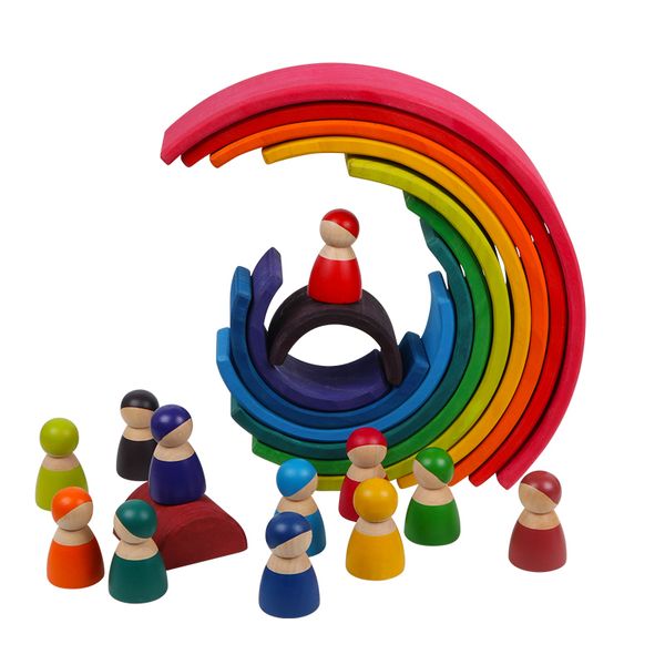 

kids toys large rainbow stacker wooden toys for baby creative rainbow building blocks montessori educational toy children 1020
