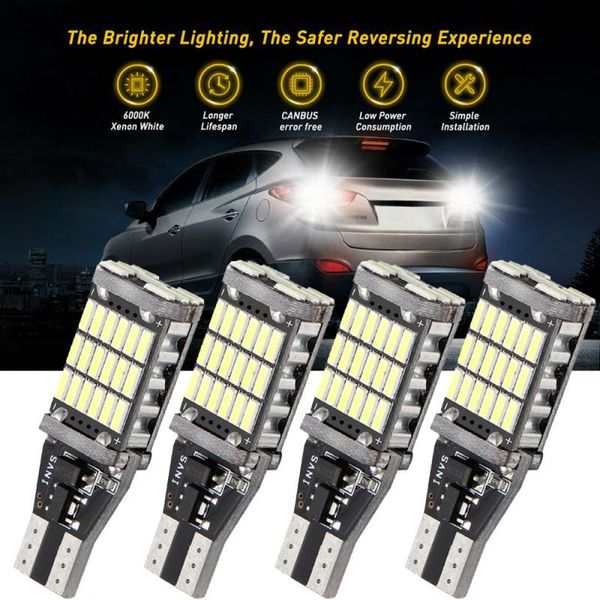 

super bright t15 w16w canbus 1200lm 4014 45smd canbus car backup reserve lights bulb tail lamp xenon white led reversing bulbs