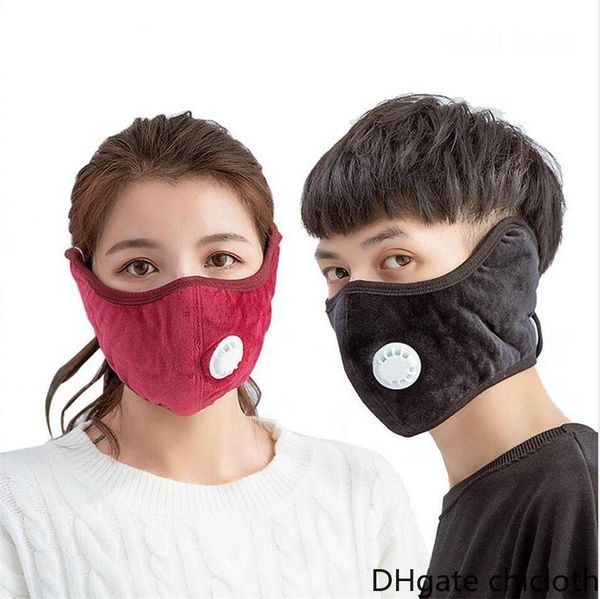 

us stock warm face mask cover with pm2.5 thick fashion outdoor mouth masks cotton breathing valve winter earflap cover mask fy9267