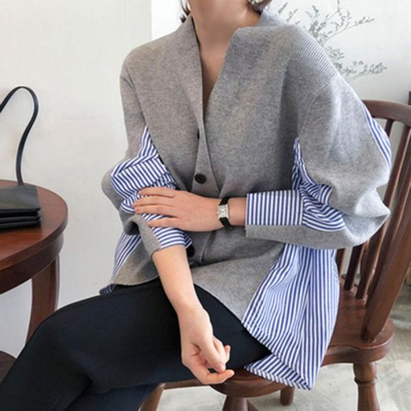 

knitted solid buttons v-neck cardigan women preppy autumn winter new casual korean sweater single breasted long sleeve w2081, White