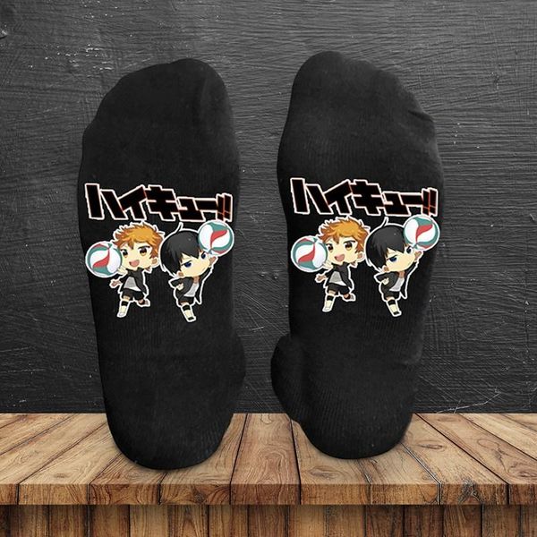 

men's socks anime haikyuu 3d painting classic gift unisex, Black