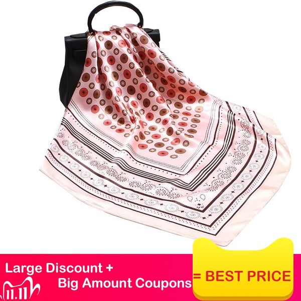 

scarves 2021 print women scarf 90cm square turban twill silk feeling ladies kerchief luxury hijab fashion shawls and wraps, Blue;gray