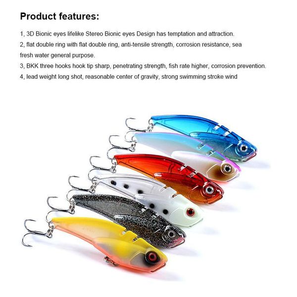 

1pcs sinking vib fishing lure artificial hard bait 70mm 19.8g fake bait sea and fresh water all waters to kill bio bbypvr