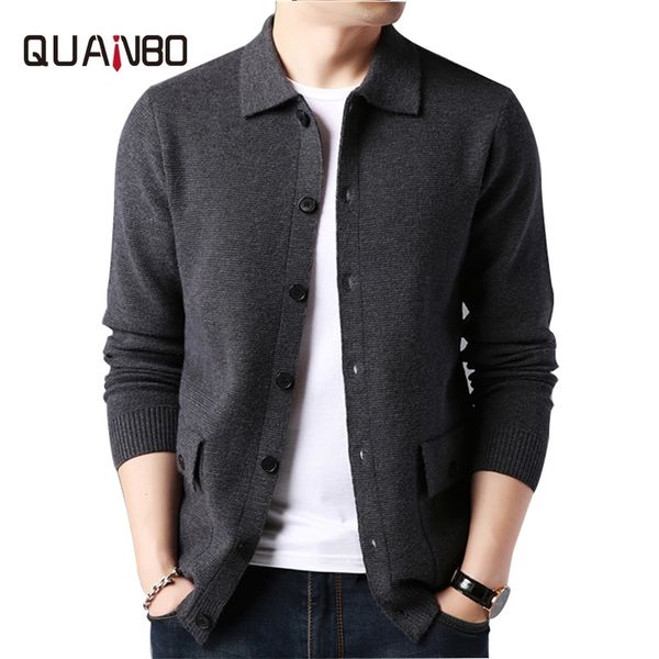 

quanbo new autumn winter men's soft cotton shawl cardigan brand clothing 201022, White;black