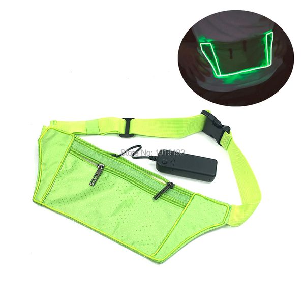 

costume accessories yuehui men male casual functional led fanny bag glowing el wire waist bag money phone belt bag for party decoration, Silver