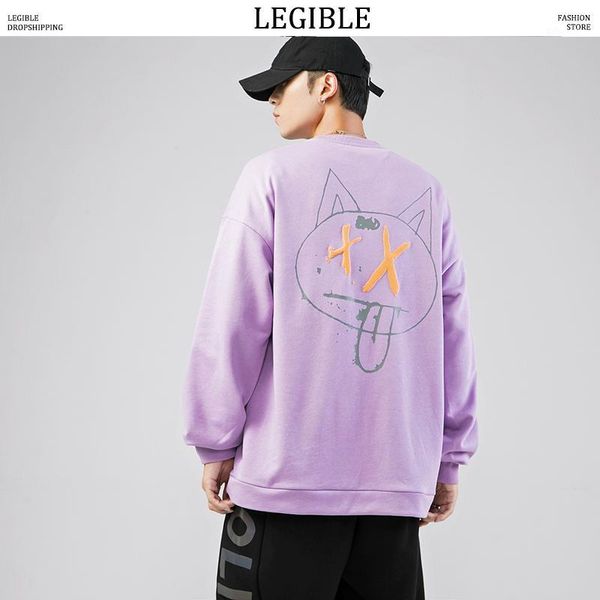 

legible man printed funny sweatshirts mens o-neck harajuku collage fashion spring hoodies male pullover1, Black