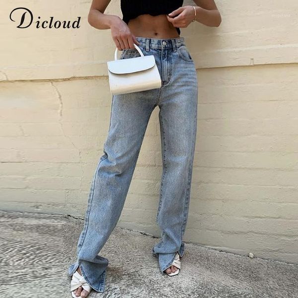 

dicloud high waist fashion split jeans with pockets women autumn winter floor length long flare pants 2020 streetwear1, Black;white