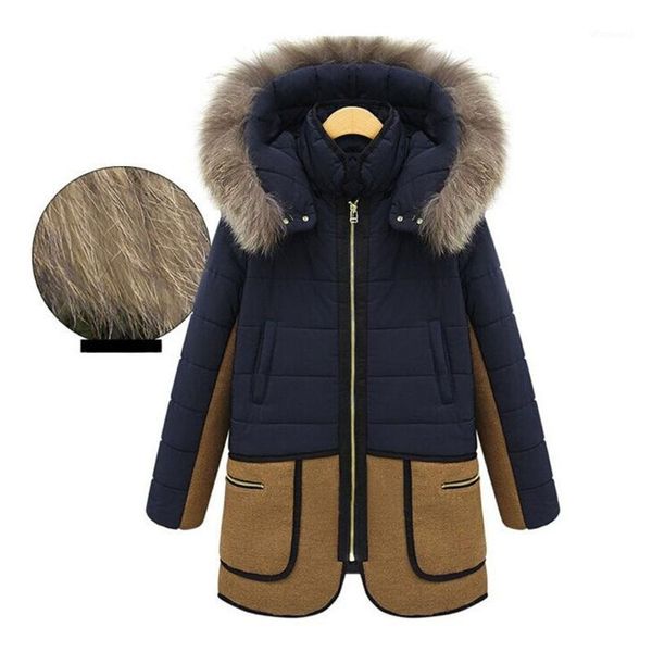 

tide fashion winter coat women plus size loose casual printing winter outwear women long parka oversize coats1, Black