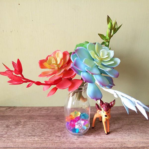 

decorative flowers & wreaths gem flower artificial succulent plants stone wedding decor home christmas decoration craft diy accessories