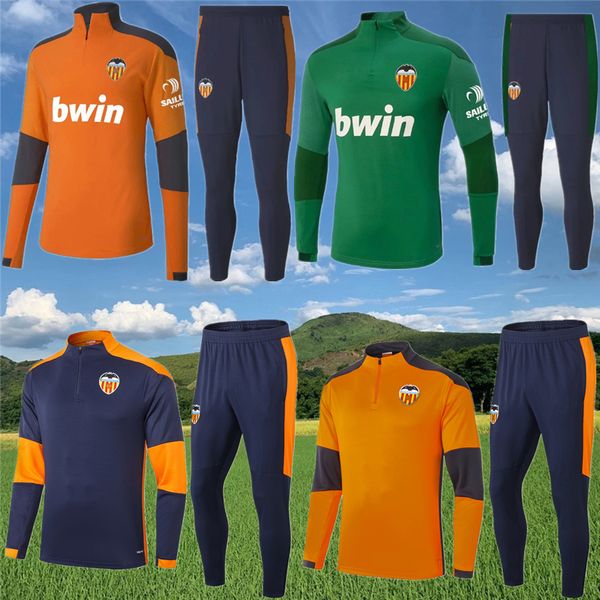 

2020 2021 valencia fc tracksuit training suit 20 21 parejo football shirt gameiro men chandal sudadera entrenamiento football survetement, Black